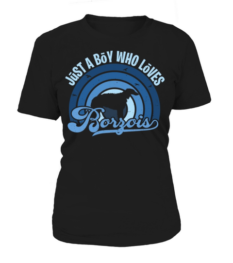 Funy Quote Just A Boy Who Loves A Borzoi Blue 80s Women's T-Shirt