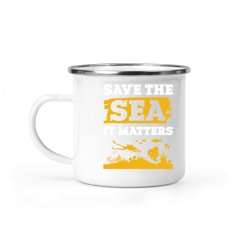 save the ocean saying Camping Mug