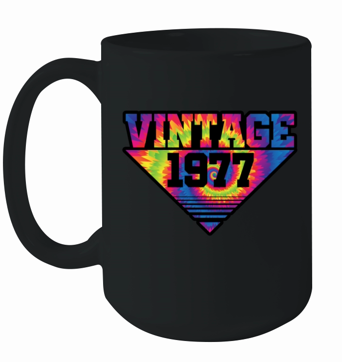 Vintage 1977 Tie Dye Splash Color Triangle Ceramic Mug