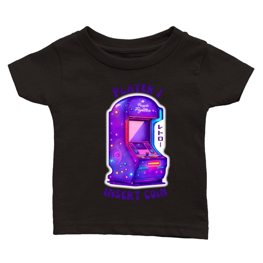 Nostalgic Lo-Fi Vintage Purple Arcade Retro Gaming Classic Baby Crewneck T-shirt
