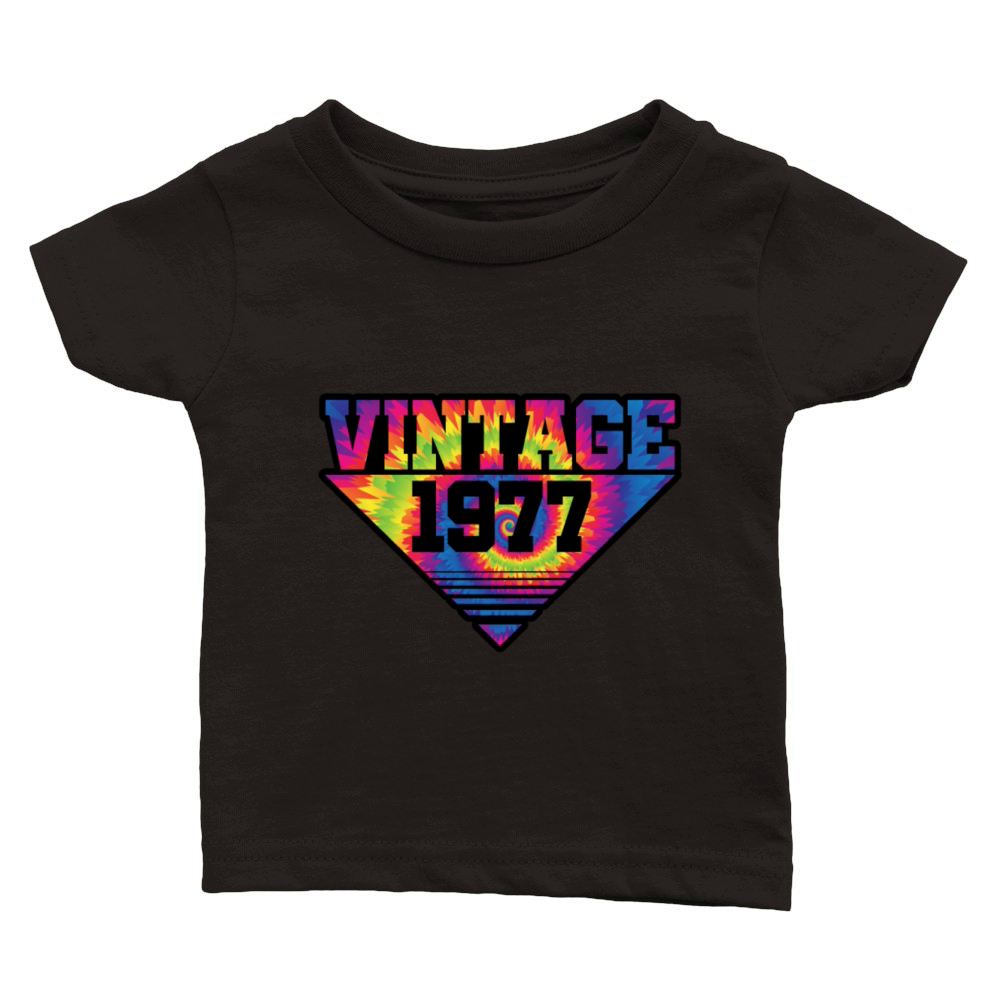 Vintage 1977 Tie Dye Splash Color Triangle Classic Baby Crewneck T-shirt