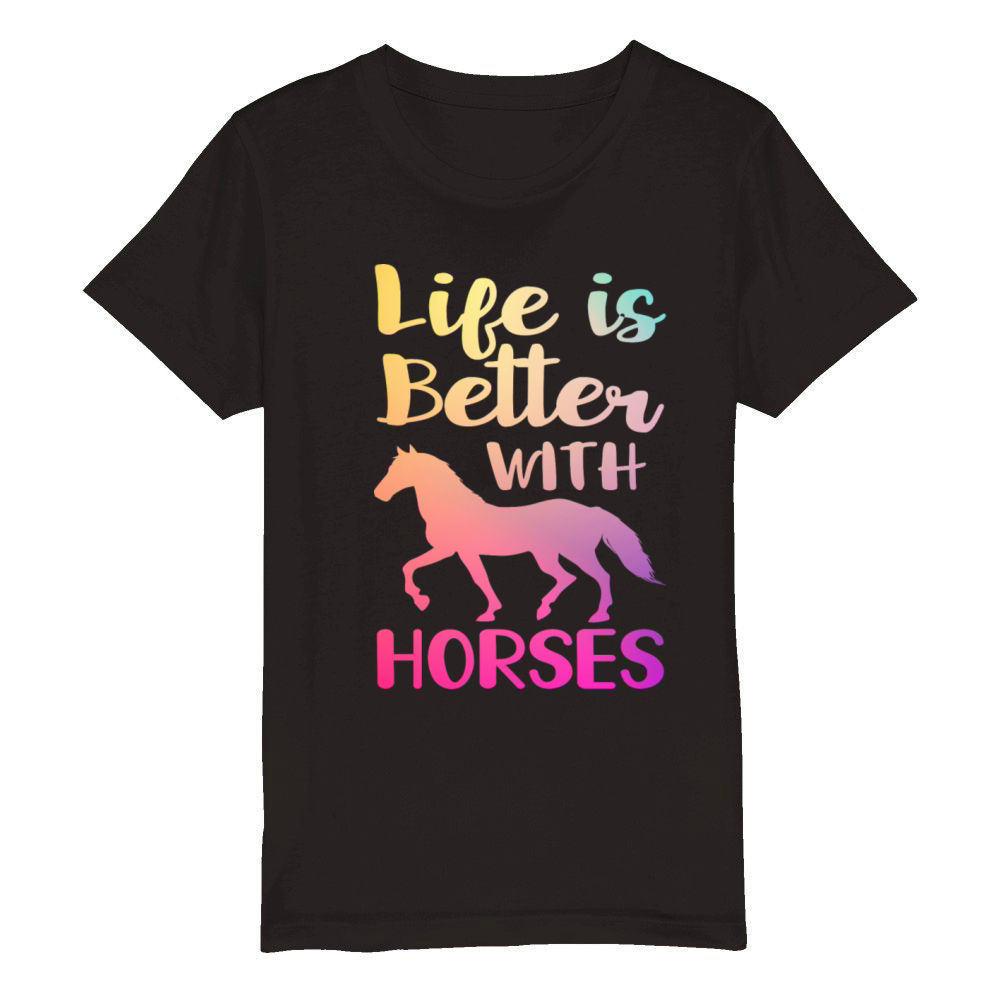 Life is Better With Horse Organic Kids Crewneck T-shirt