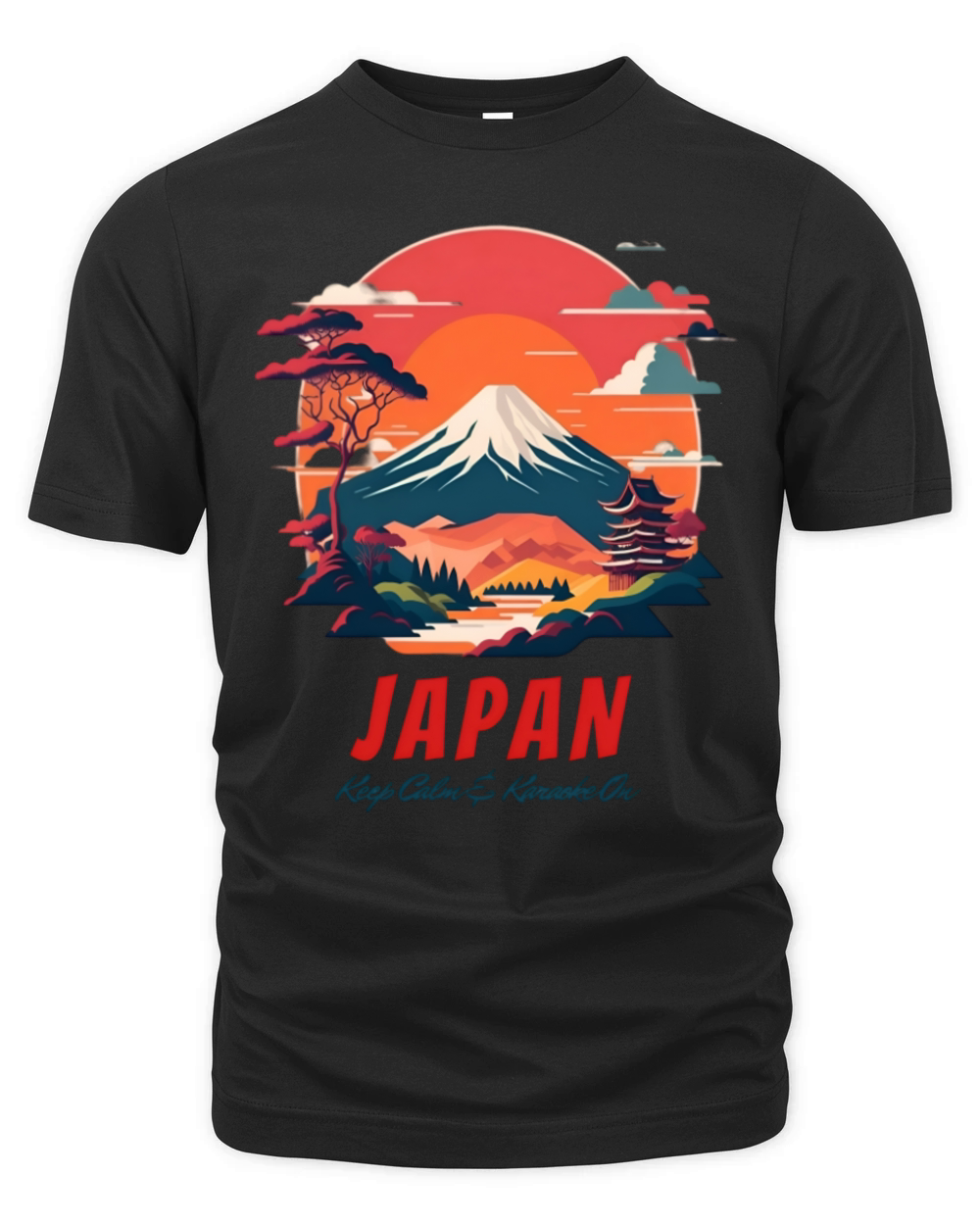 Charming Witty Japan Sunset Mt Fuji Cultural Humor Organic Unisex T-shirt