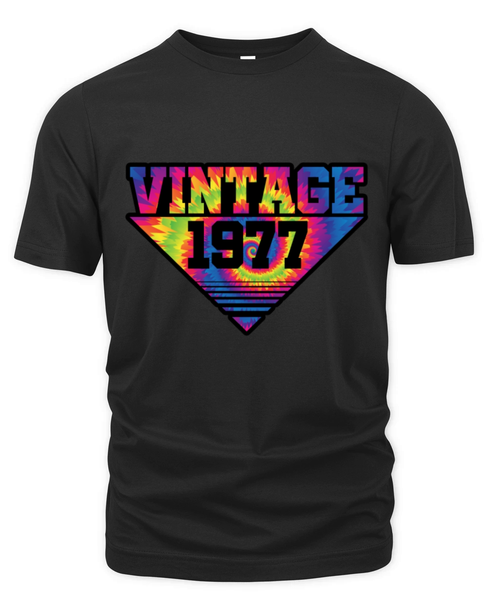 Vintage 1977 Tie Dye Splash Color Triangle Organic Unisex T-shirt