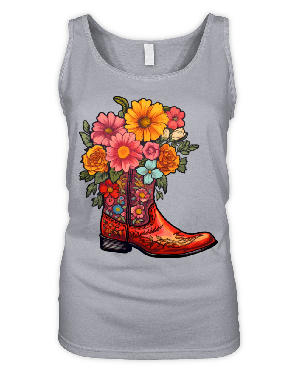 Cowboy Flower Boots Vintage Floral Cowboy Organic Women's Tank Top