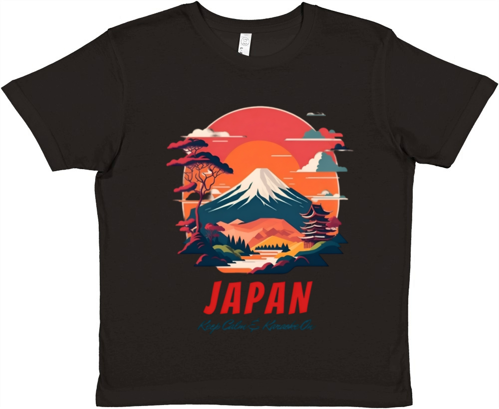 Charming Witty Japan Sunset Mt Fuji Cultural Humor Premium Kids Crewneck T-shirt