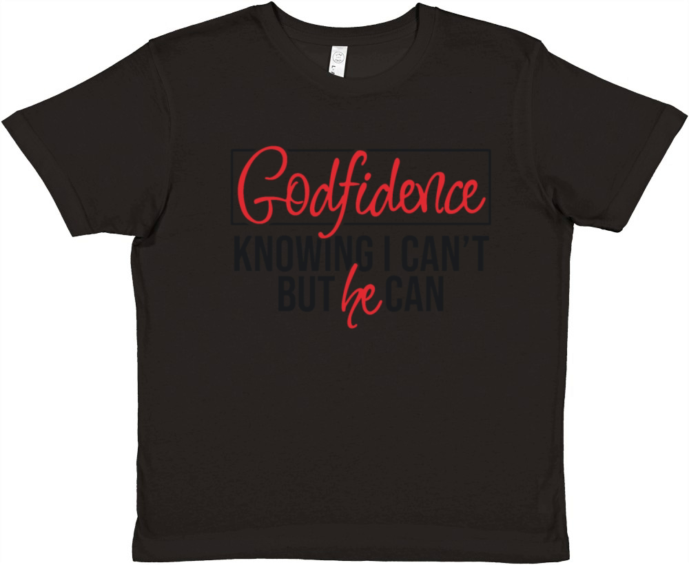 Godfidence KNOWING I CAN T BUT he CAN Premium Kids Crewneck T-shirt