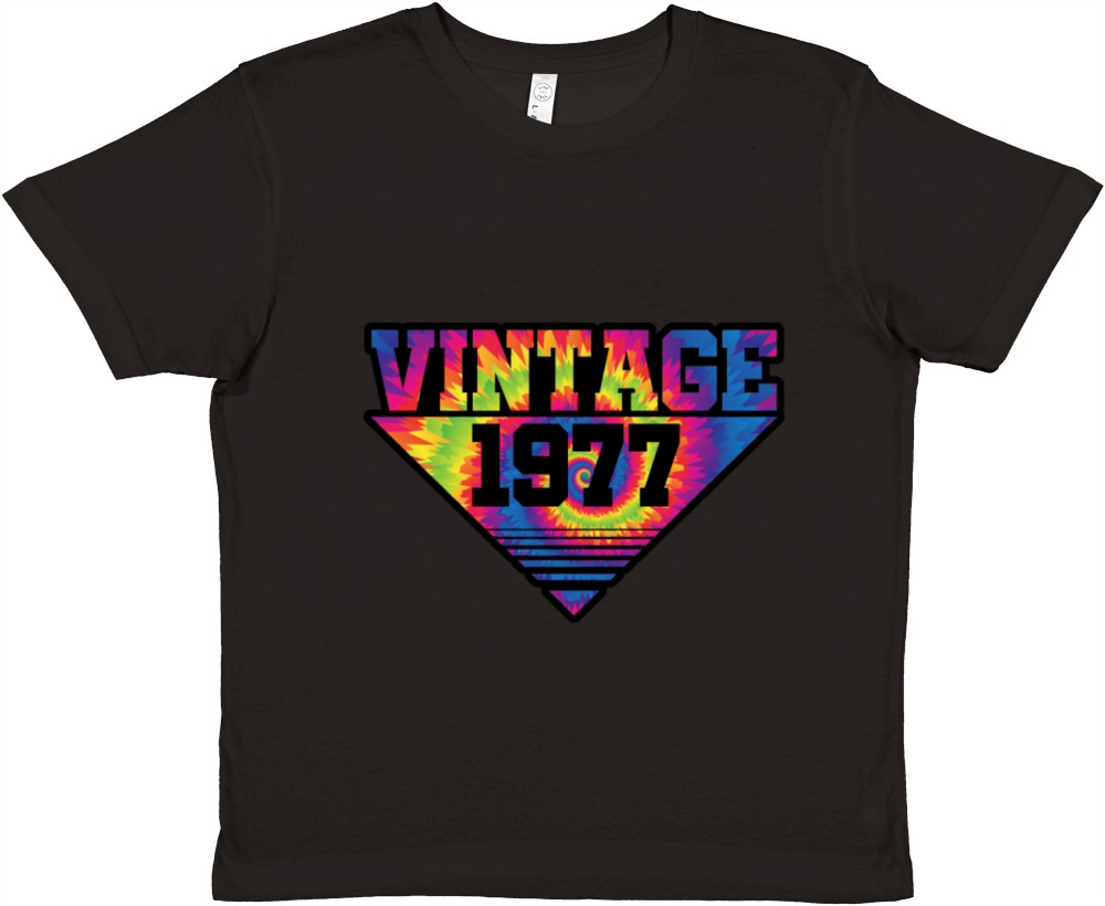 Vintage 1977 Tie Dye Splash Color Triangle Premium Kids Crewneck T-shirt