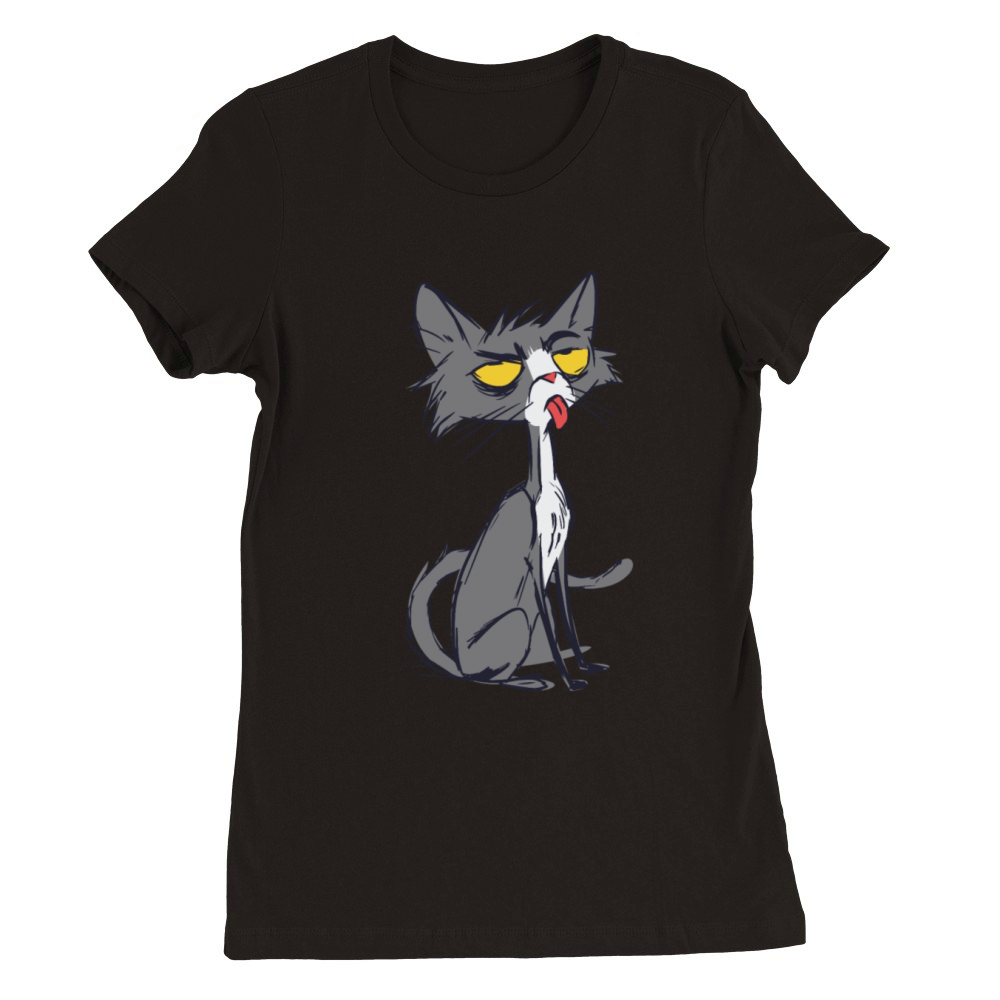 Funny Black Cat Premium Womens Crewneck T-shirt