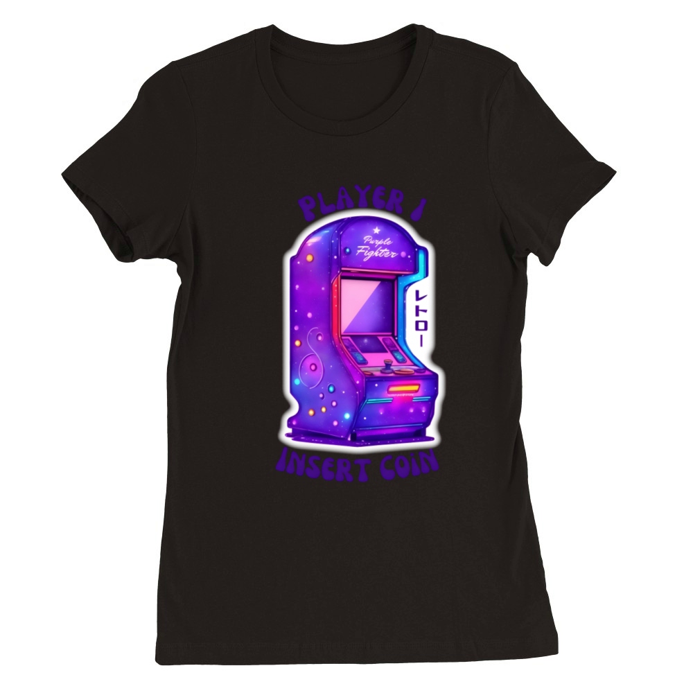 Nostalgic Lo-Fi Vintage Purple Arcade Retro Gaming Premium Womens Crewneck T-shirt