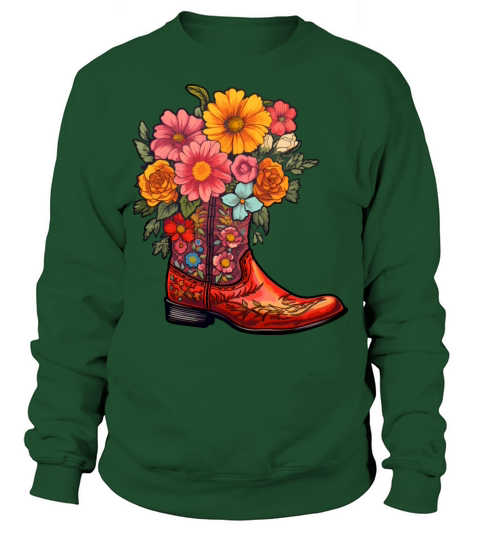 Cowboy Flower Boots Vintage Floral Cowboy Sweatshirt Unisex