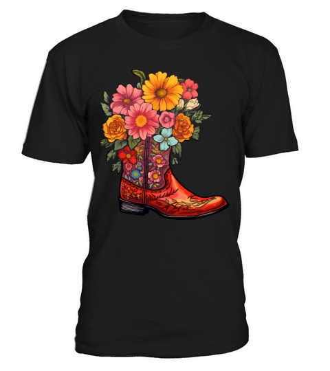 Cowboy Flower Boots Vintage Floral Cowboy T-Shirt Unisex