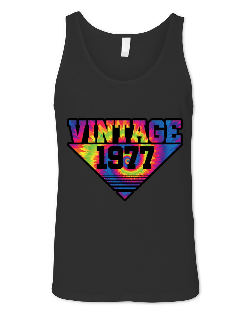 Vintage 1977 Tie Dye Splash Color Triangle Unisex Jersey Tank