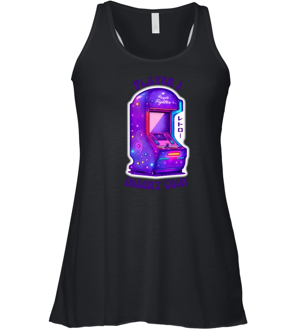 Nostalgic Lo-Fi Vintage Purple Arcade Retro Gaming Women's Flowy Tank Top
