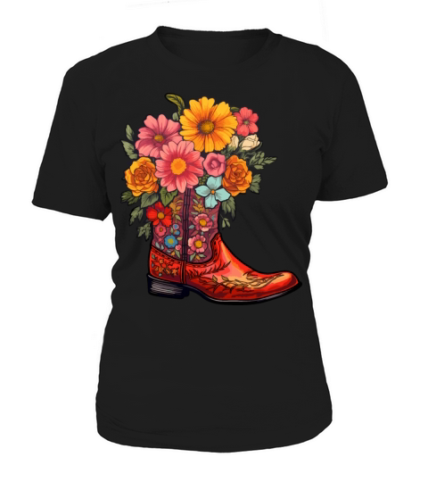 Cowboy Flower Boots Vintage Floral Cowboy Women's T-Shirt