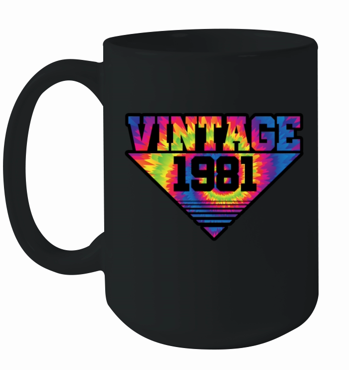 Vintage 1981 Tie Dye Splash Color Triangle Ceramic Mug