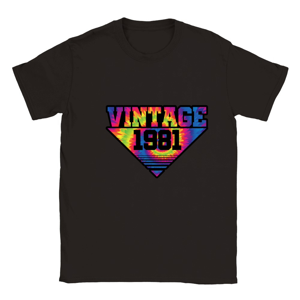 Vintage 1981 Tie Dye Splash Color Triangle Classic Kids Crewneck T-shirt
