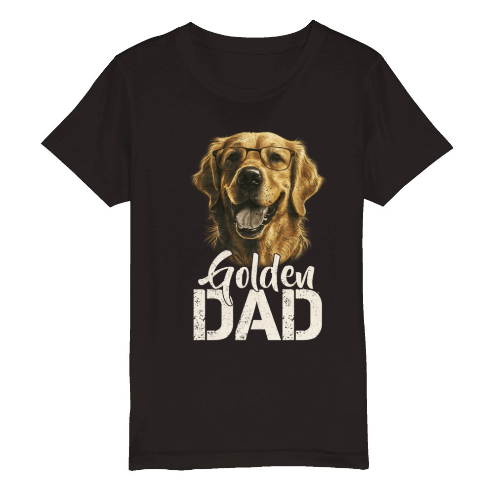 Vintage Retro Proud Golden Retriever Dad Puppy Organic Kids Crewneck T-shirt