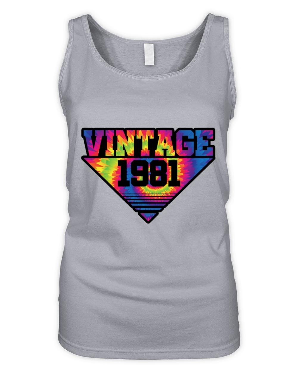 Vintage 1981 Tie Dye Splash Color Triangle Organic Women's Tank Top