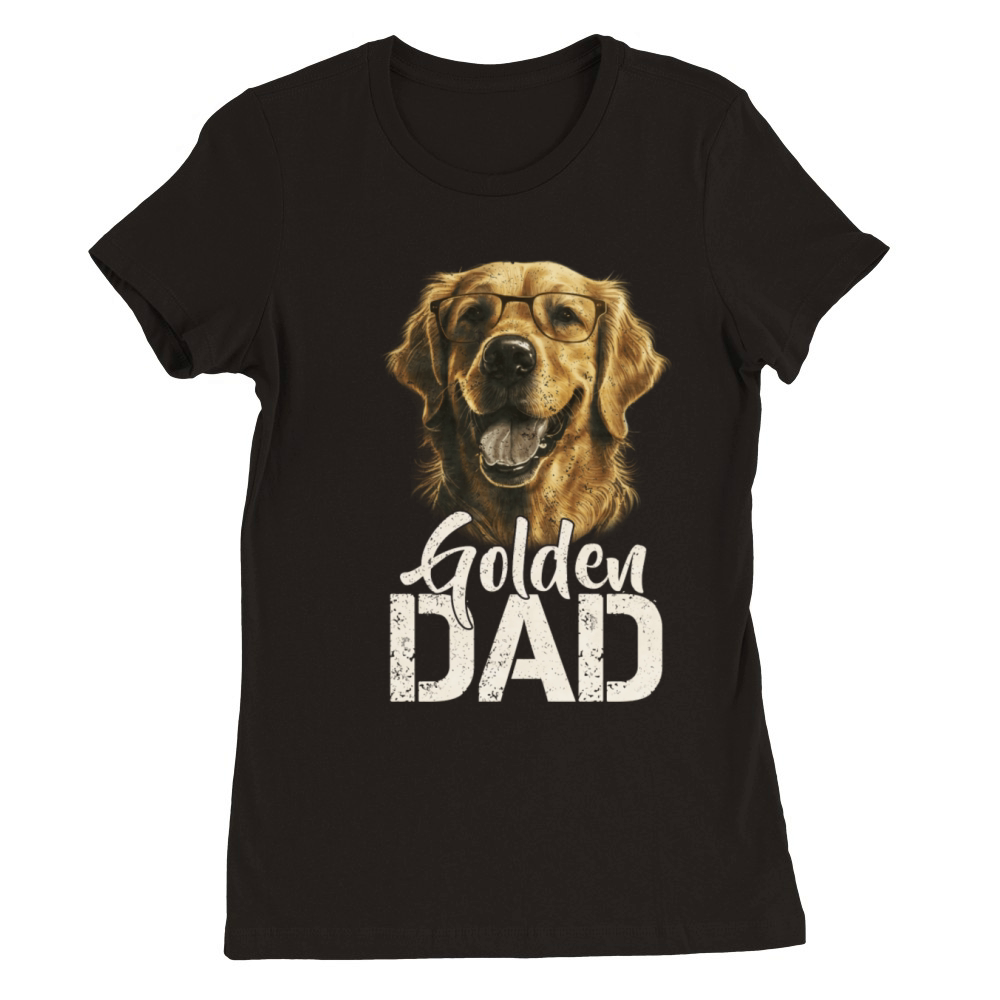 Vintage Retro Proud Golden Retriever Dad Puppy Premium Womens Crewneck T-shirt