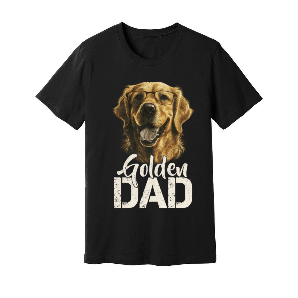 Vintage Retro Proud Golden Retriever Dad Puppy Unisex Jersey Tee