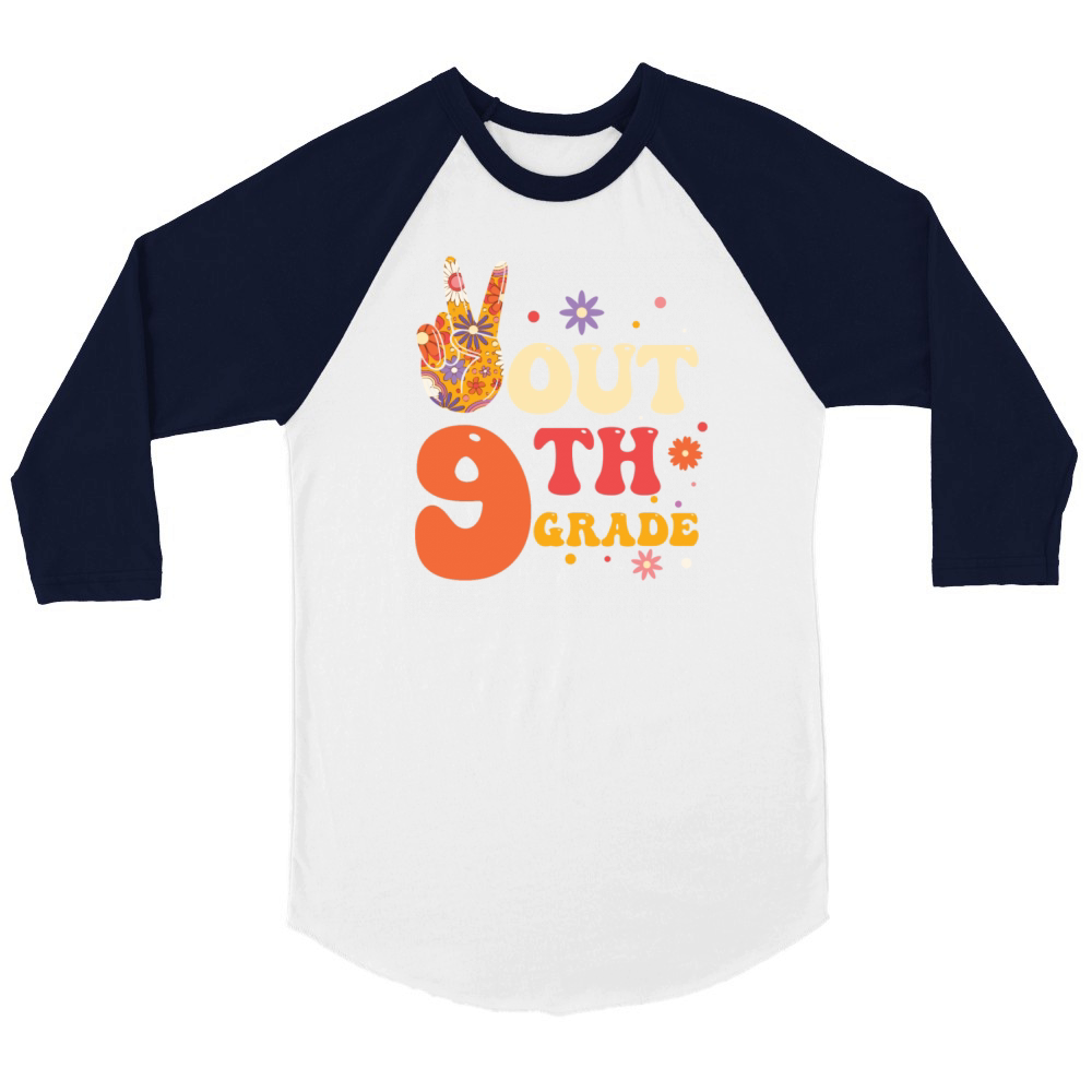 Peace Out 9th Grade Hippie Unisex ¾ sleeve Raglan T-shirt