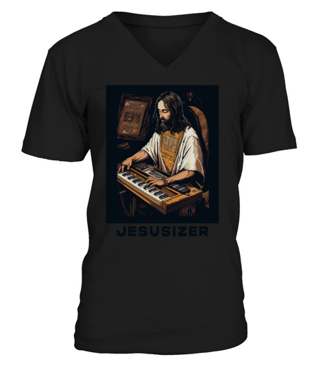 Jesusizer Vintage Jesus Synthesizer Analog Synth V-Neck T-shirt