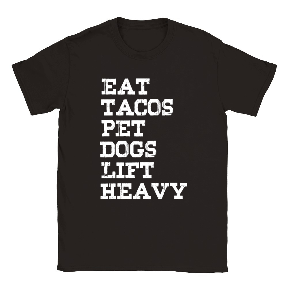 Eat Tacos Pet Dogs Lift Heavy Classic Kids Crewneck T-shirt