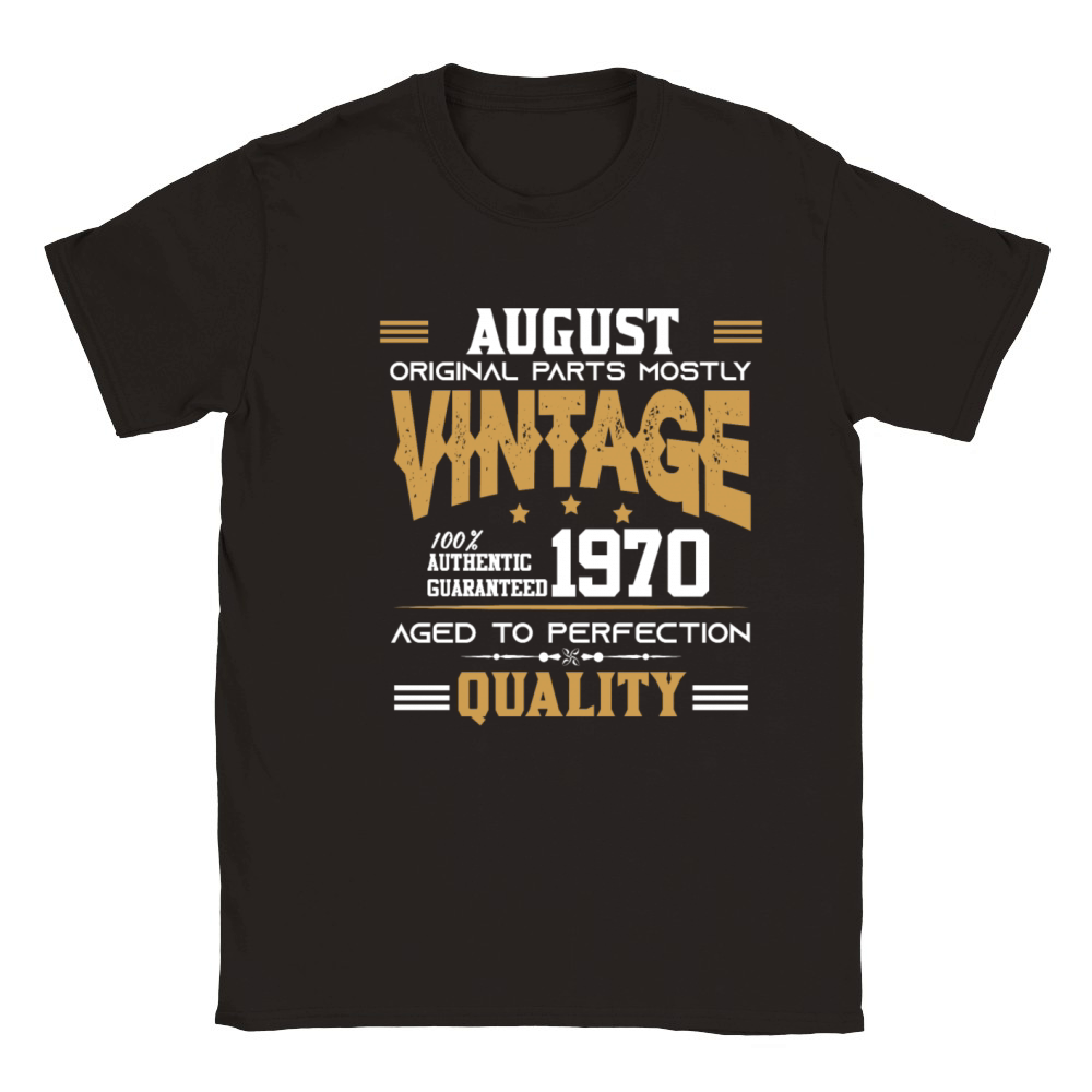 Vintage Aged To Perfection August 1970 Classic Kids Crewneck T-shirt