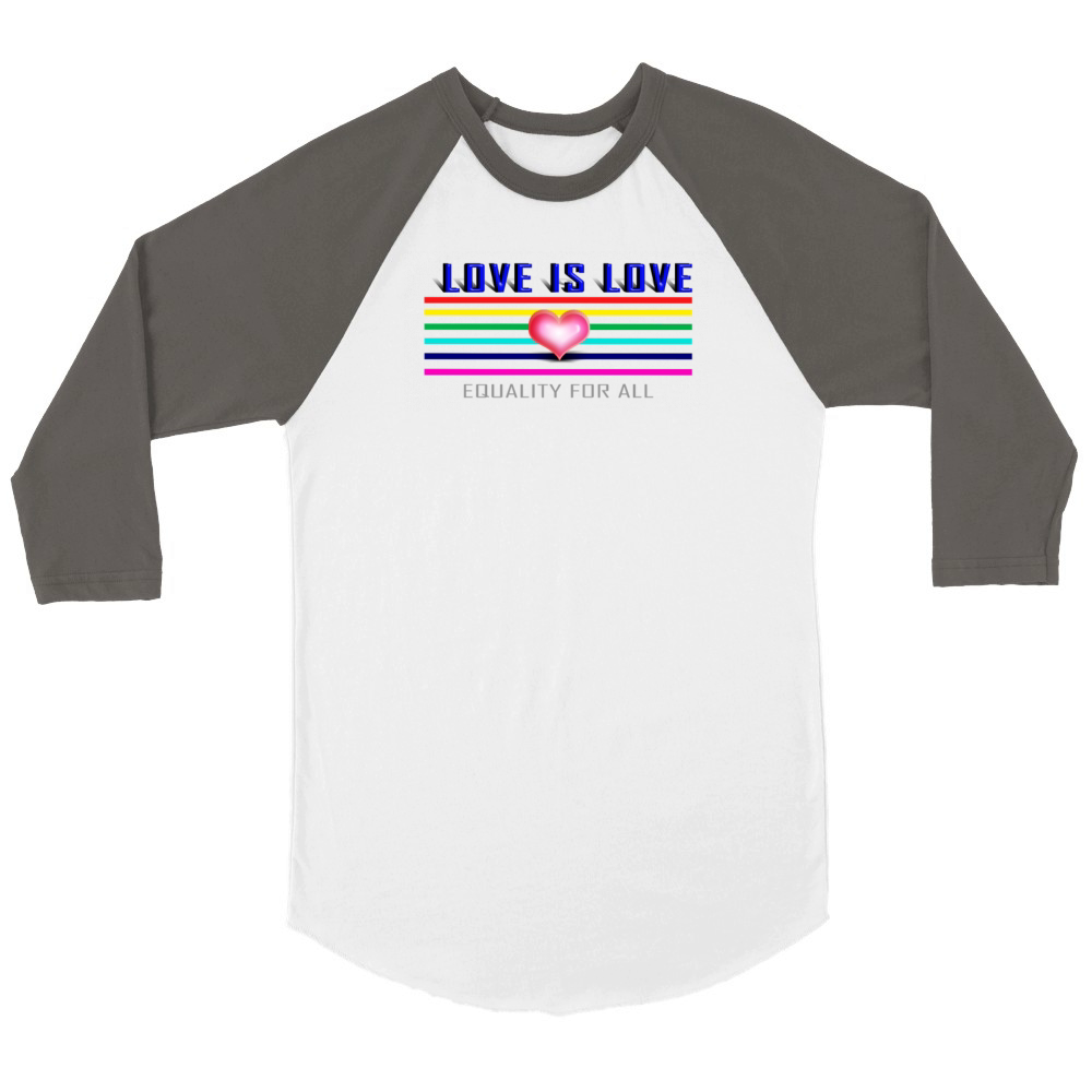 LOVE IS LOVE Gay Pride LOVE IS LOVE Gay Pride 2 Unisex ¾ sleeve Raglan T-shirt