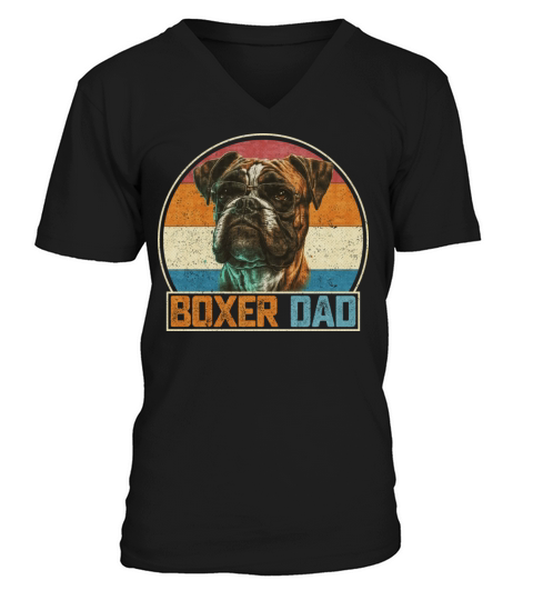 Vintage Retro Proud Boxer Dog Dad Boxer Puppy V-Neck T-shirt