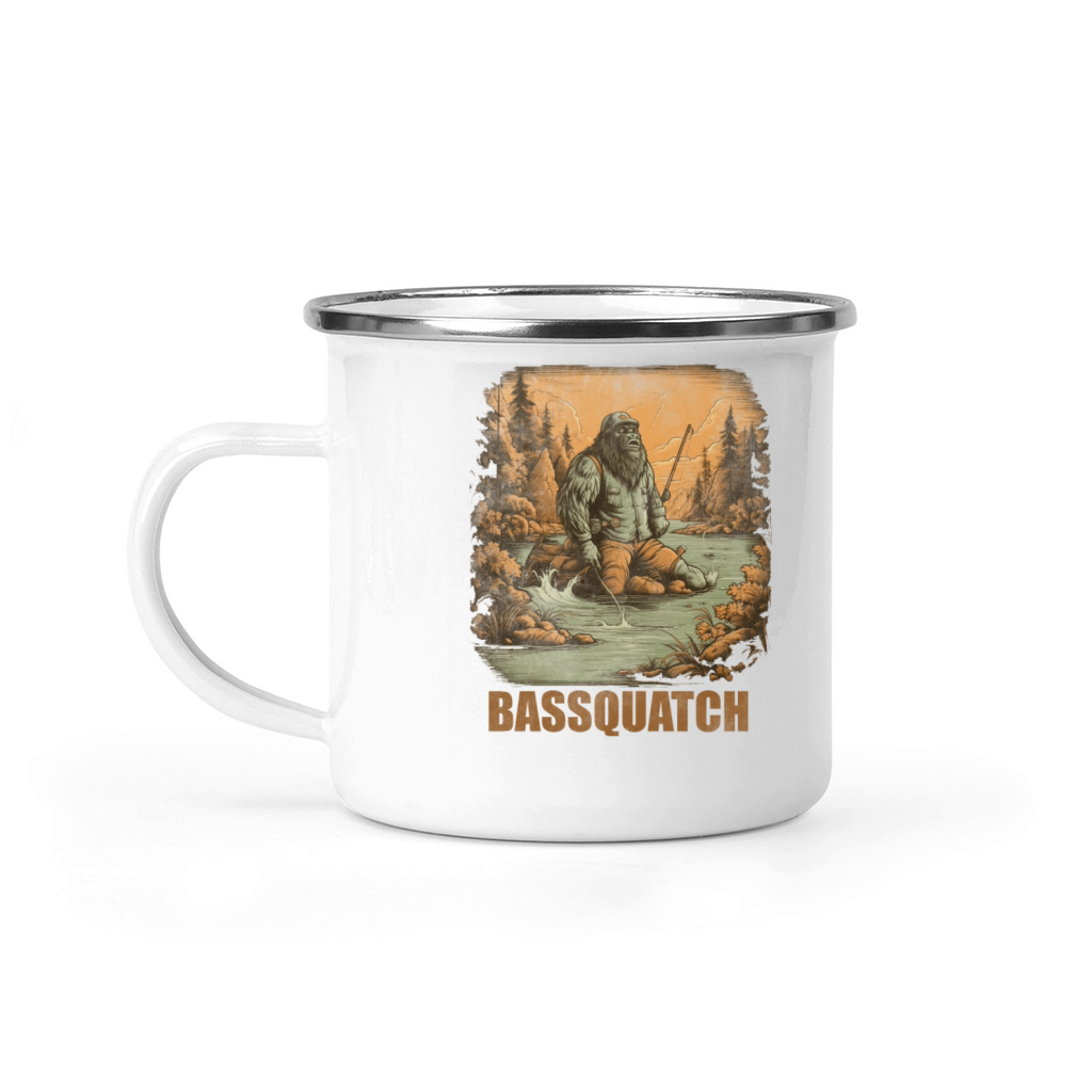 Bassquatch Funny Bigfoot Fishing Outdoor Retro Vin Camping Mug