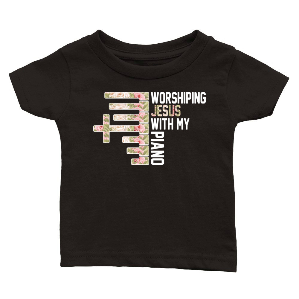 Worshiping Jesus With My Piano Pianist Musician Classic Baby Crewneck T-shirt