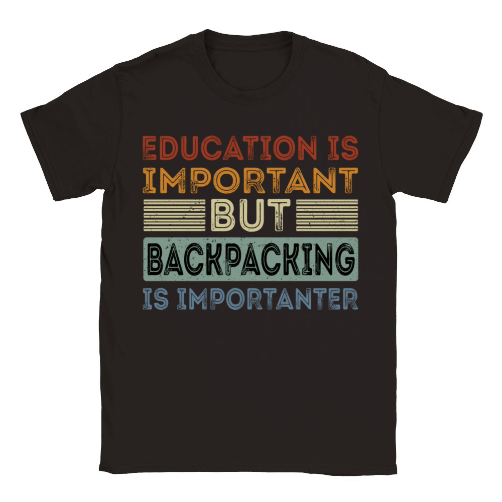 Funny Education Is Important But Backpacking Is Classic Kids Crewneck T-shirt