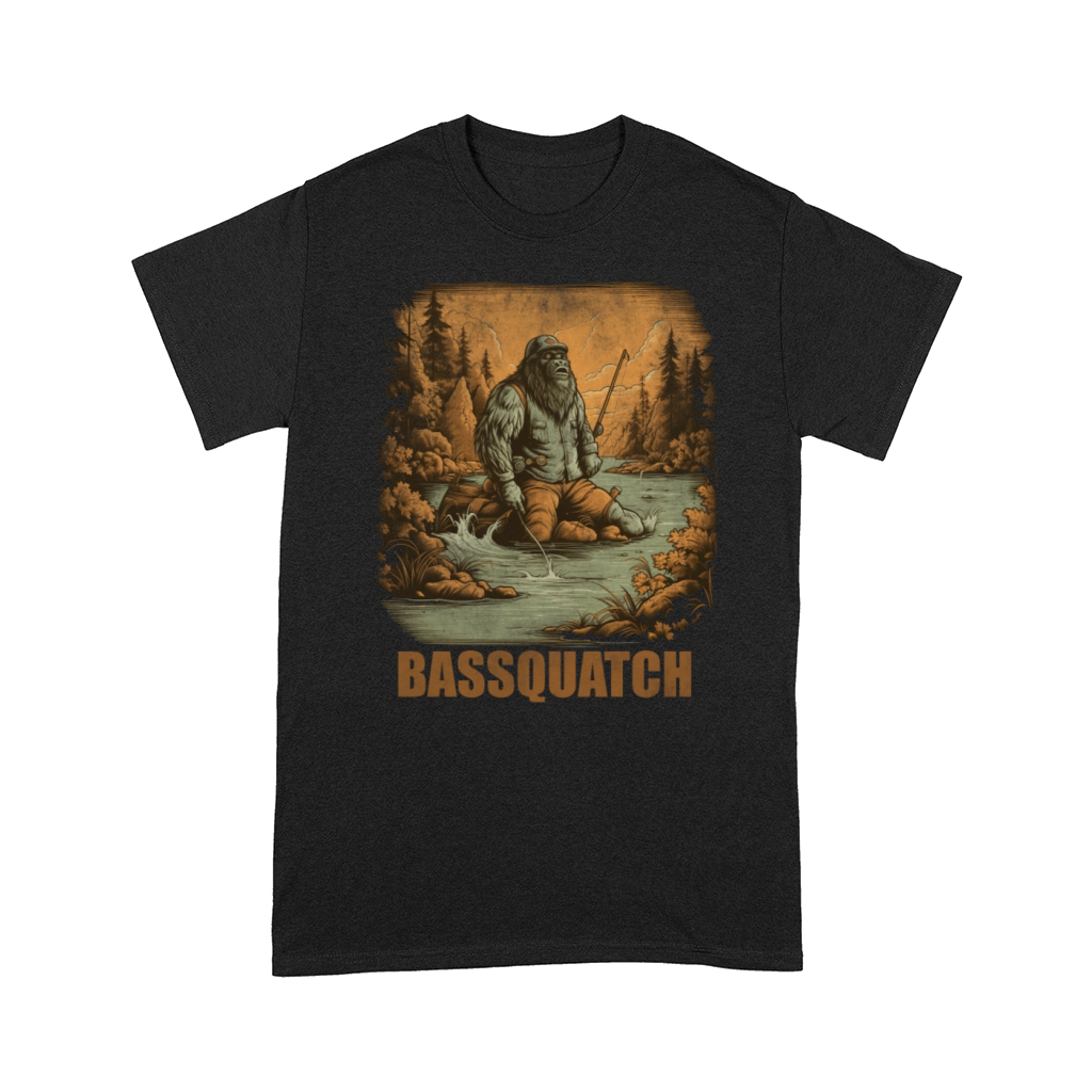Bassquatch Funny Bigfoot Fishing Outdoor Retro Vin Comfort T-shirt