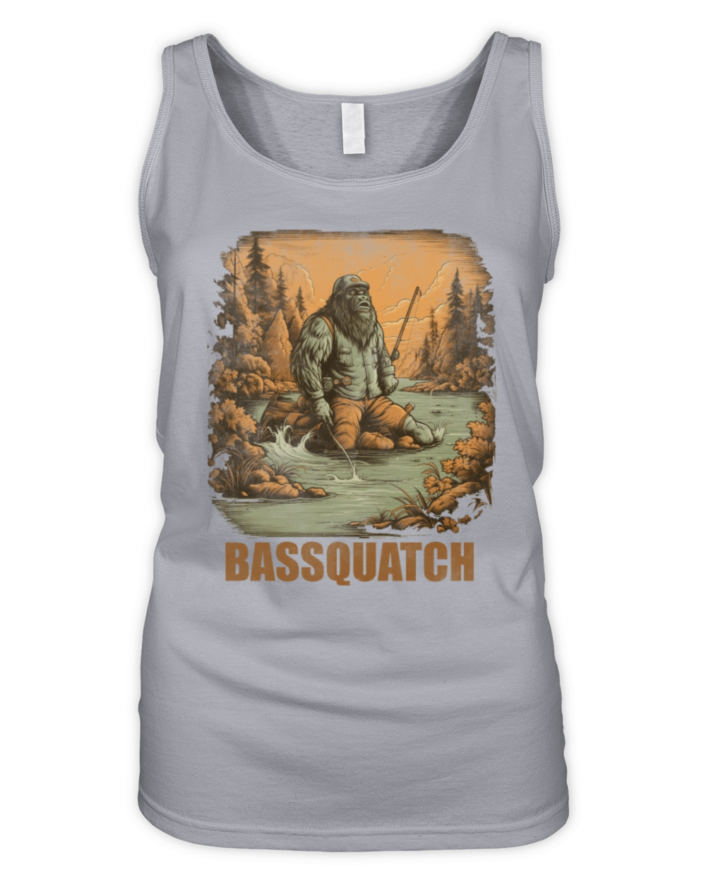 Bassquatch Funny Bigfoot Fishing Outdoor Retro Vin Organic Women's Tank Top