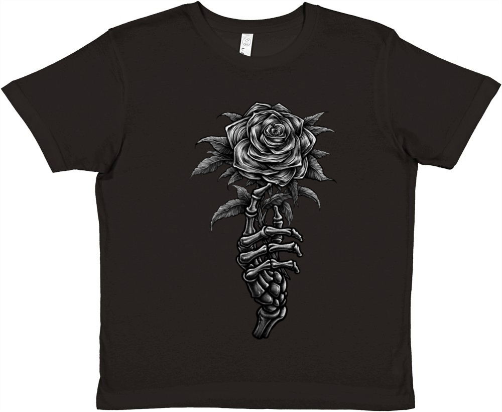 Vintage skeleton hand holding rose Premium Kids Crewneck T-shirt