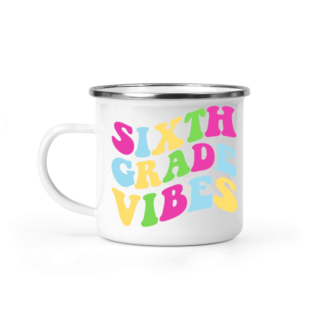 Groovy Sixth Grade Vibes Camping Mug