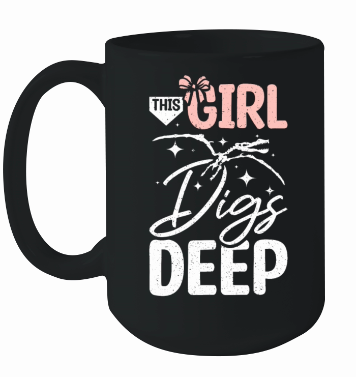 Paleontologist Girl digs deep for dinosaurs Ceramic Mug