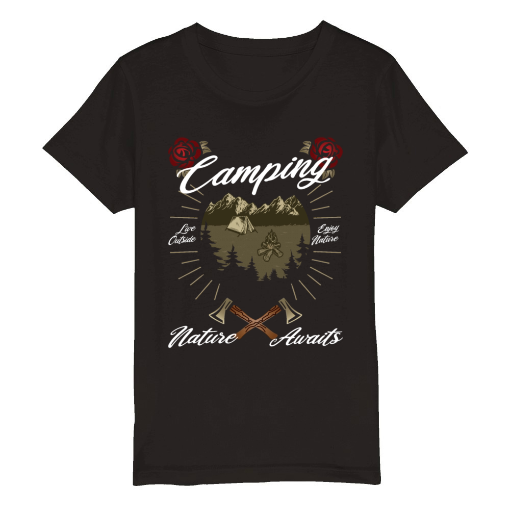 Camping vintage camper Organic Kids Crewneck T-shirt