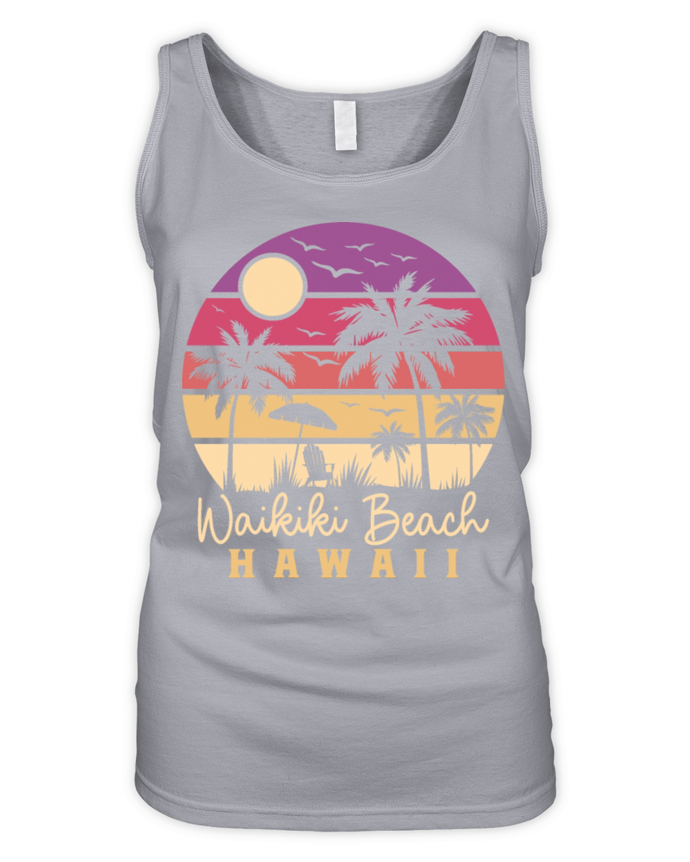 Waikiki Beach Hawaii Retro Vintage Sunset Gift Organic Women's Tank Top