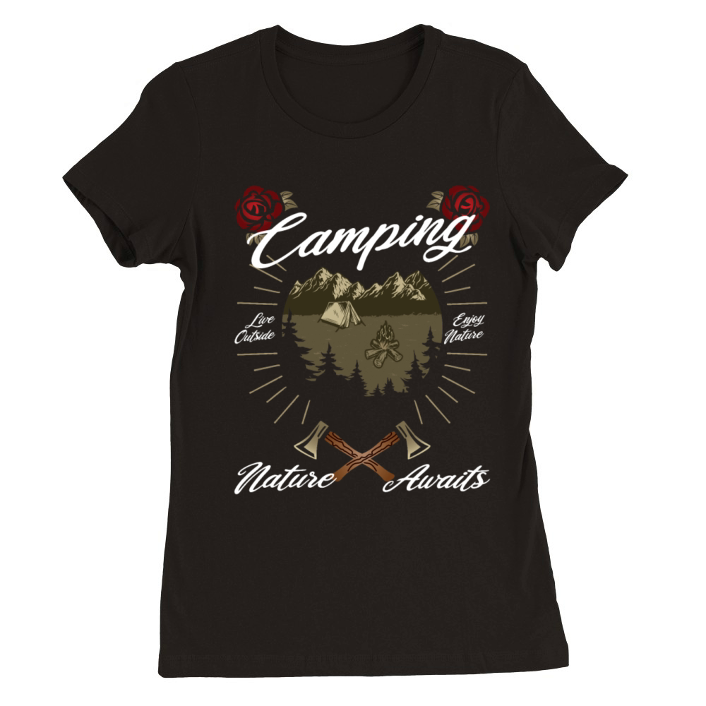 Camping vintage camper Premium Womens Crewneck T-shirt