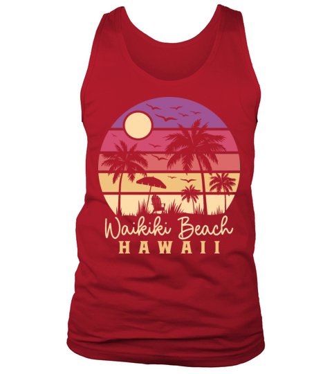 Waikiki Beach Hawaii Retro Vintage Sunset Gift Tank Top Unisex