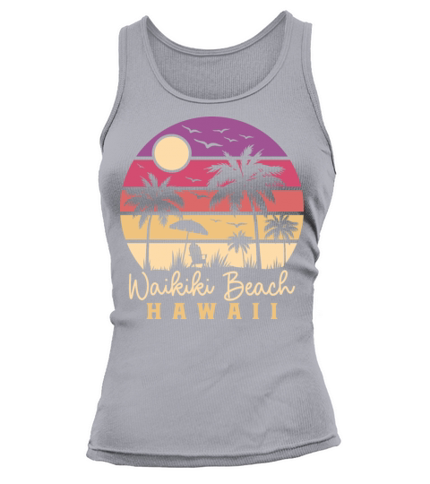 Waikiki Beach Hawaii Retro Vintage Sunset Gift Tank top Woman