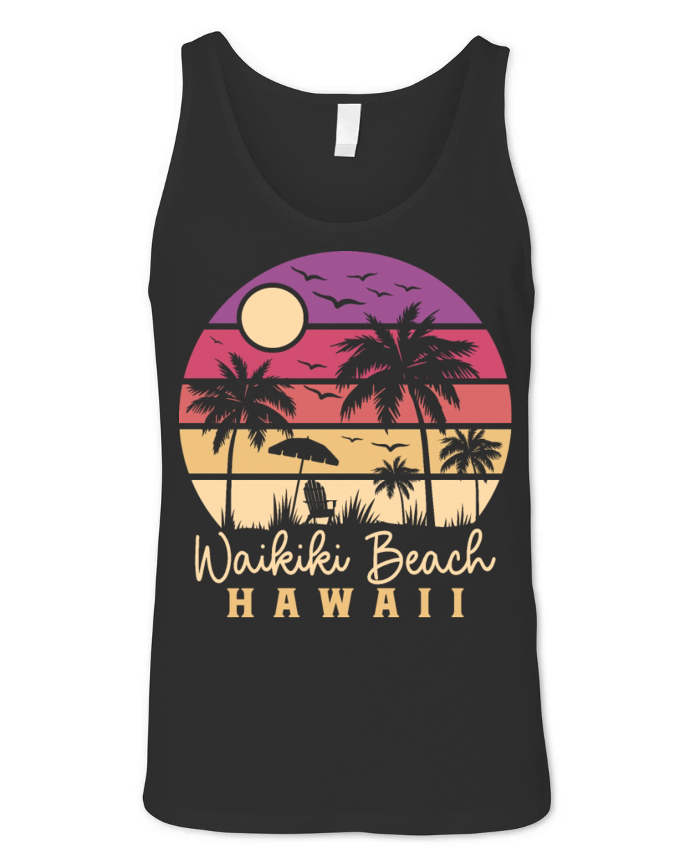 Waikiki Beach Hawaii Retro Vintage Sunset Gift Unisex Jersey Tank