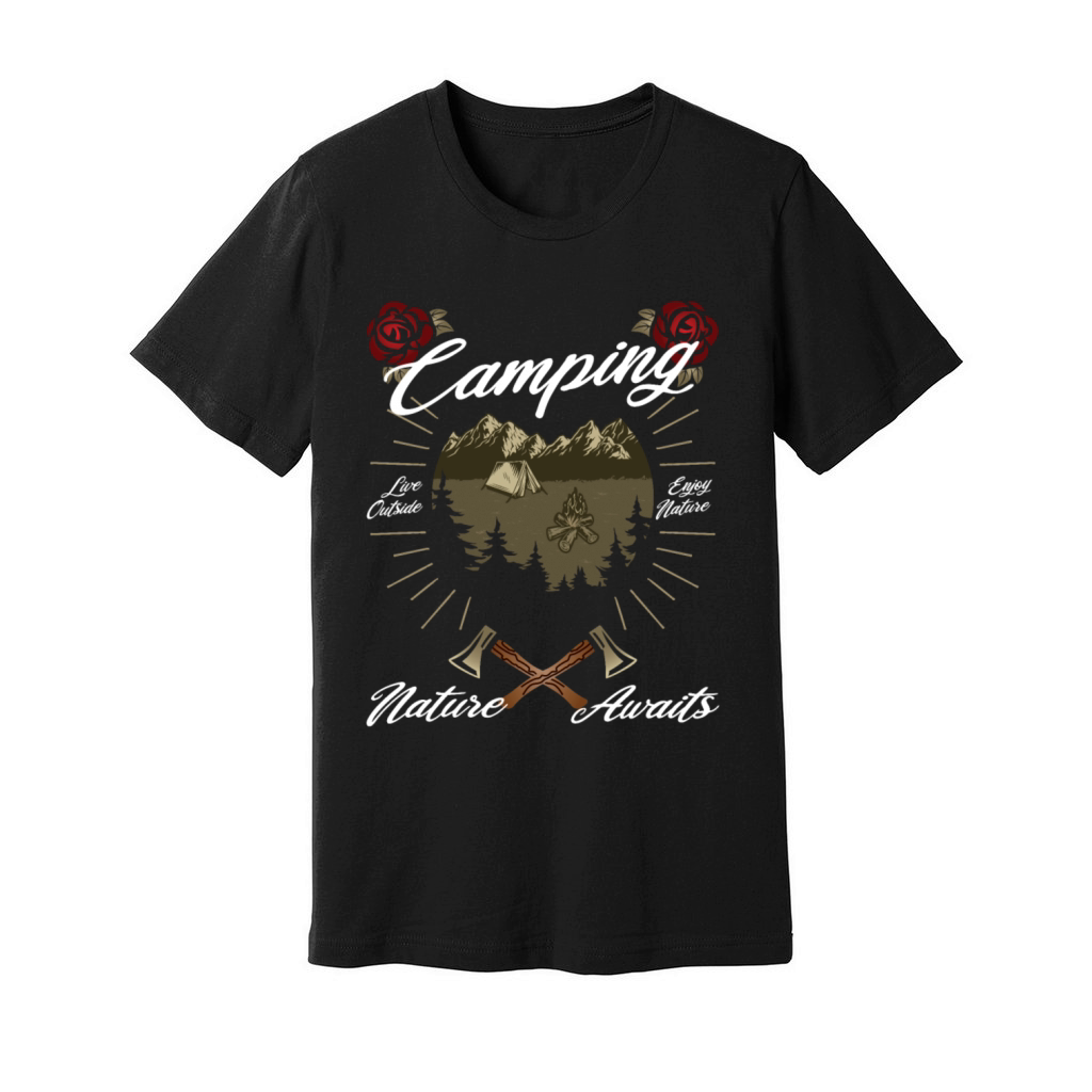 Camping vintage camper Unisex Jersey Tee
