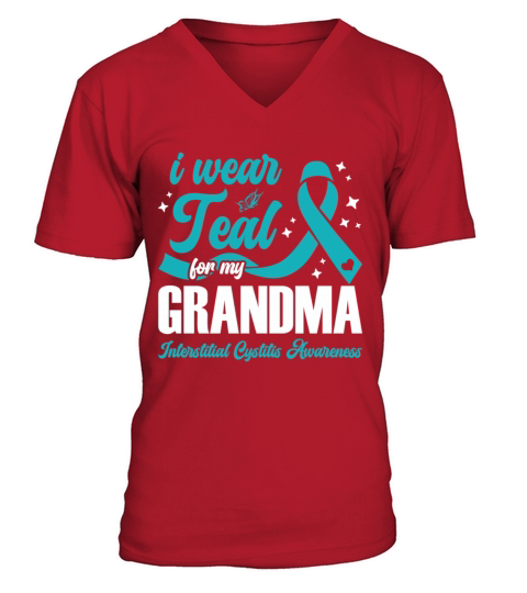 I Wear Teal For My Grandma Interstitial Cystitis V-Neck T-shirt