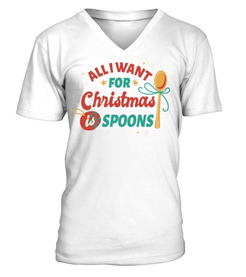 Spoons For Christmas With Including The Lettering V-Neck T-shirt