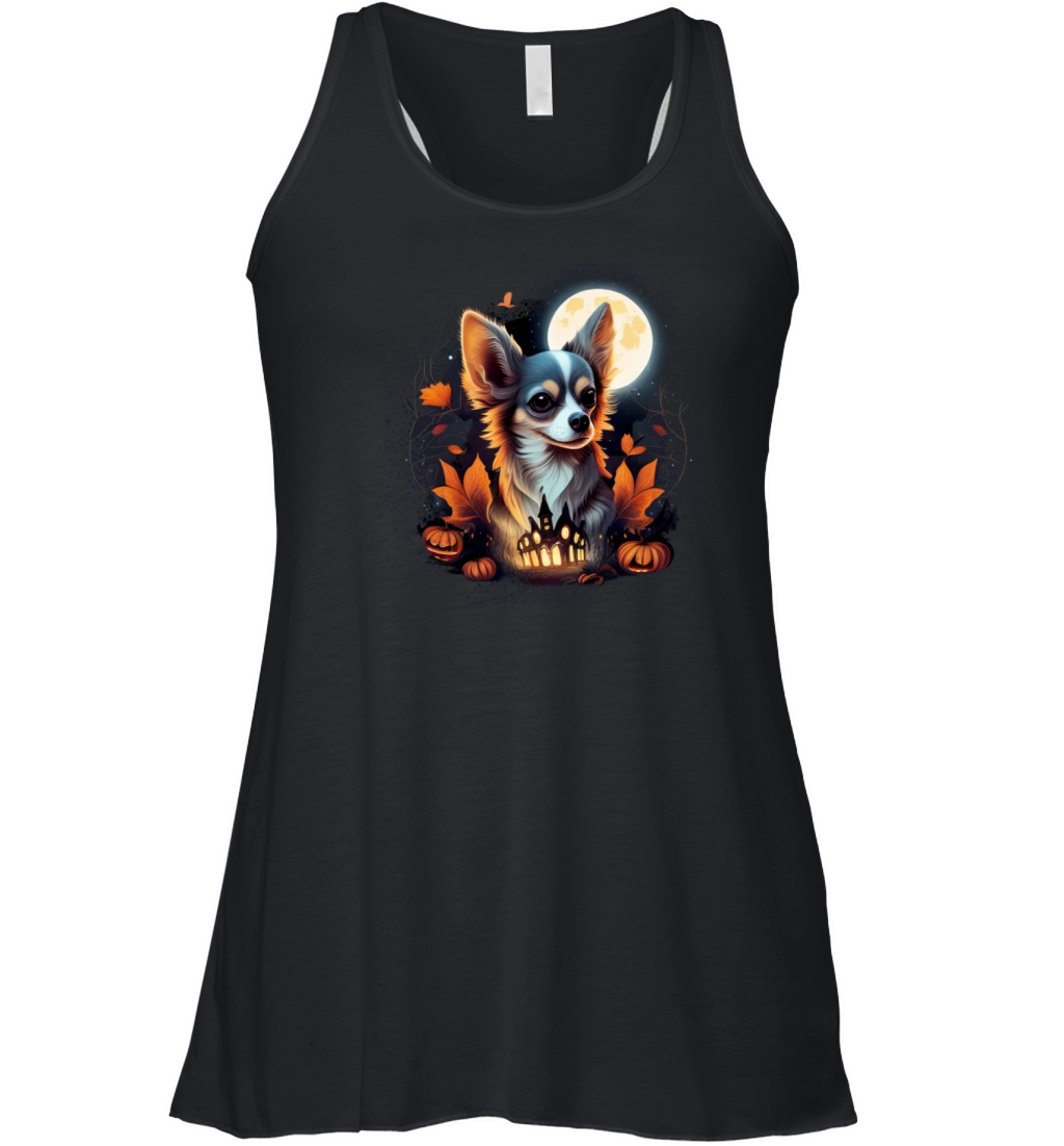 Chihuahua Halloween Costume - Scary Pumpkin Witch Women's Flowy Tank Top