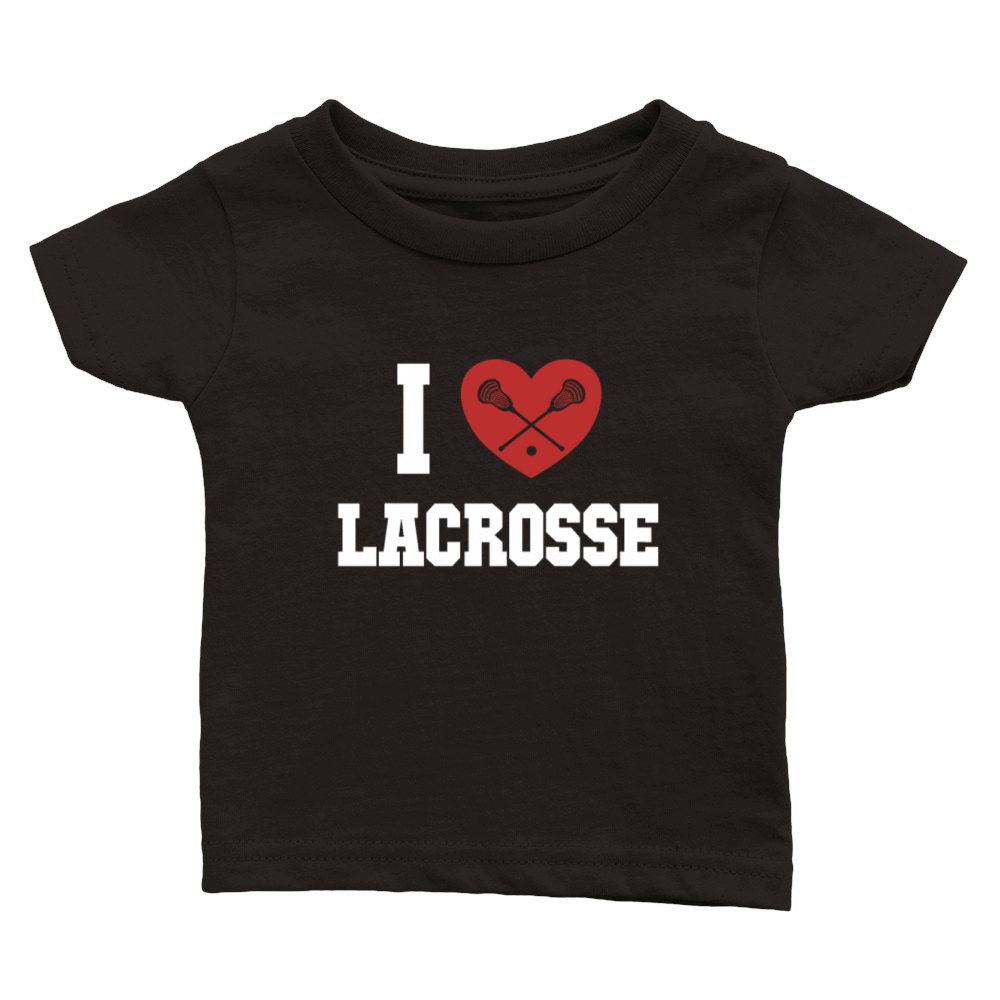 I love Lacrosse Fan Mom Goalie Lax Legend Lacrosse Classic Baby Crewneck T-shirt